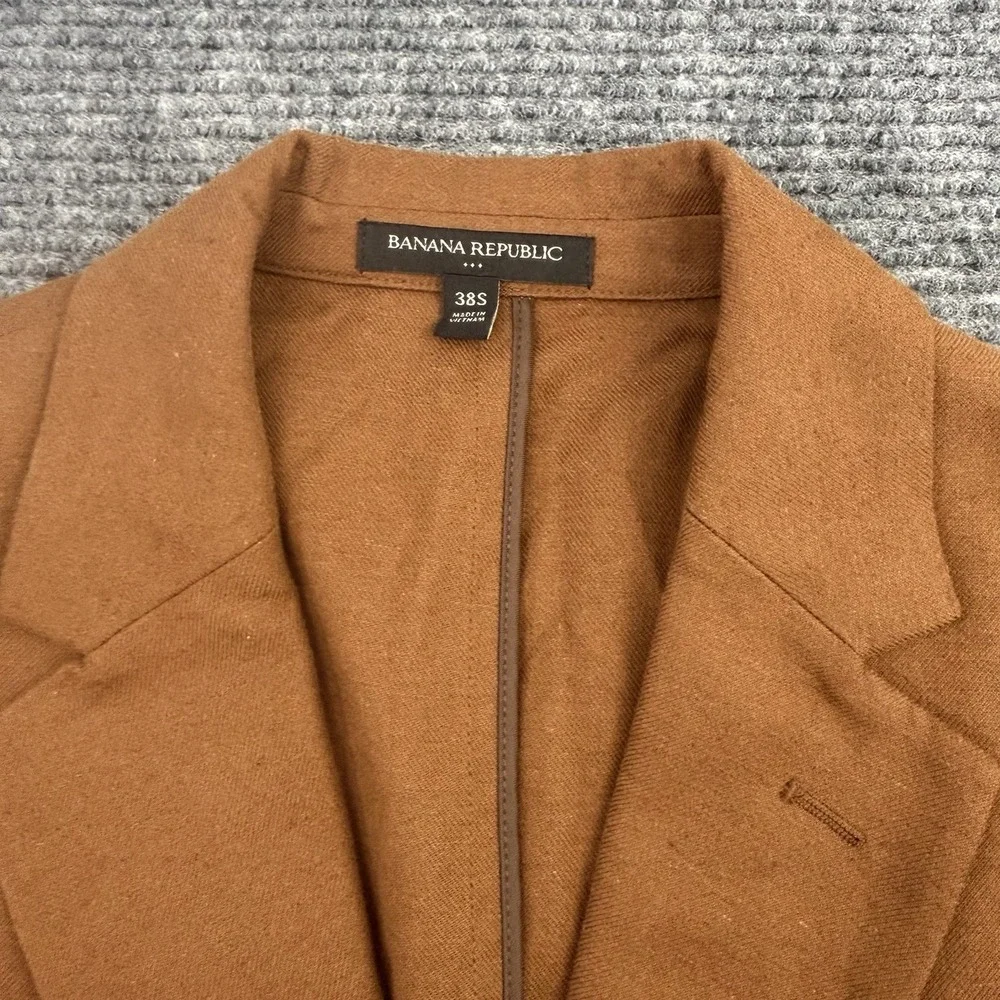 Banana‎ Republic Linen Blend Blazer Men's 38 Short Chocolate Brown Two Button